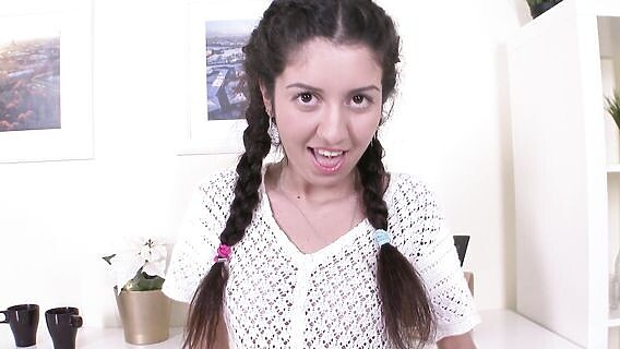 Anal on a bar stool with a brunette with pigtails 