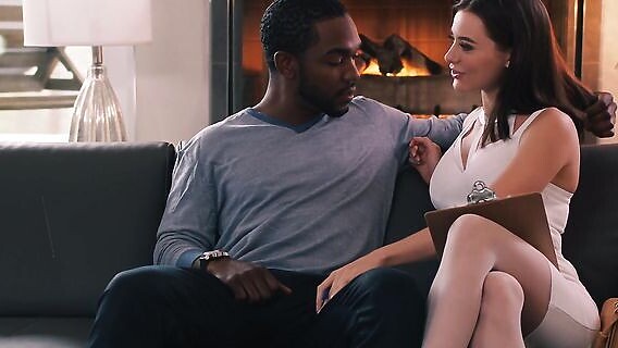 Beautiful brunette fucks with a black man in anal 