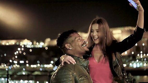 Sex of a young brunette with a black man 