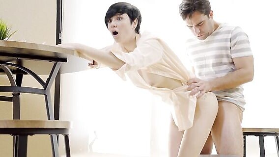 Stepbrother fucked glued to the table sister 