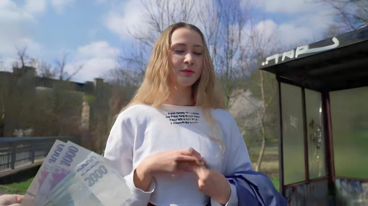 The Girl Was Waiting For The Bus When A Pickup Truck With Money Rolled Up To Her 